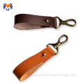 Leather keychain strap with coordinates